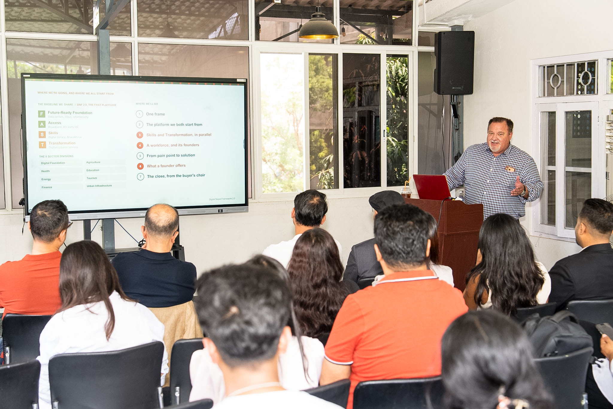 David Swicegood presenting an AI workshop to founders and entrepreneurs in Kathmandu, Nepal