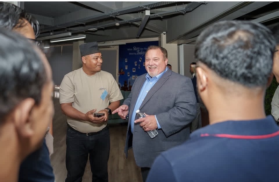 David Swicegood networking with entrepreneurs and community members in Kathmandu, Nepal