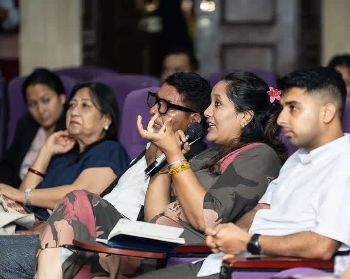 Audience members asking questions during David Swicegood's AI session in Kathmandu, featured by the U.S. Embassy Nepal